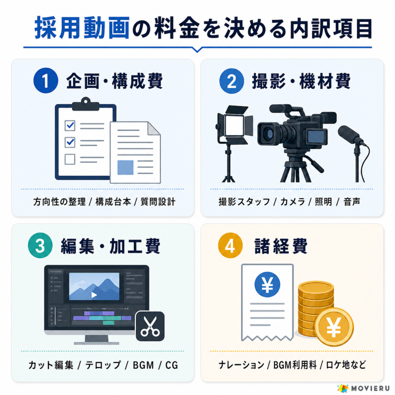採用動画の料金を決める内訳項目