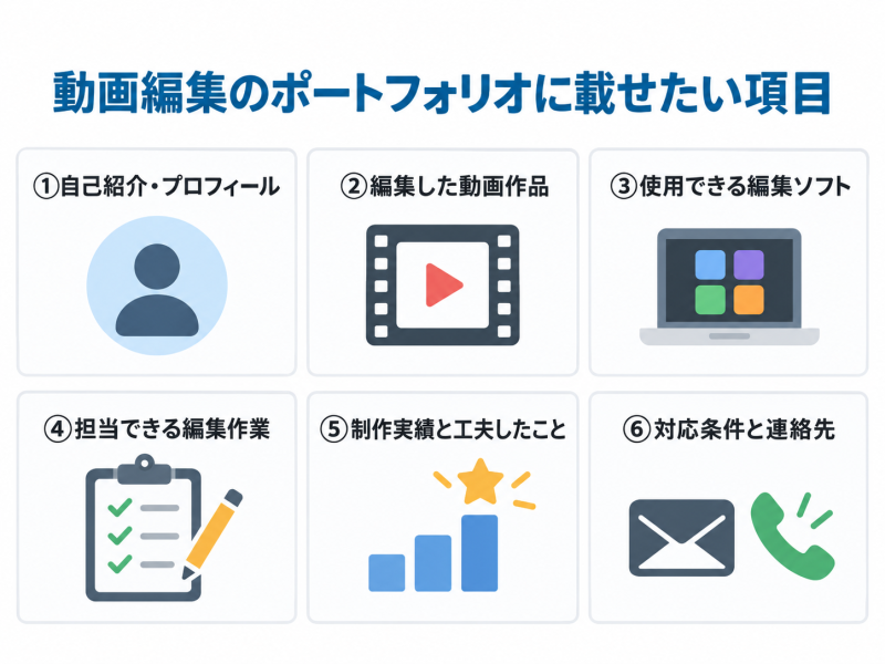 動画編集のポートフォリオに載せたい項目